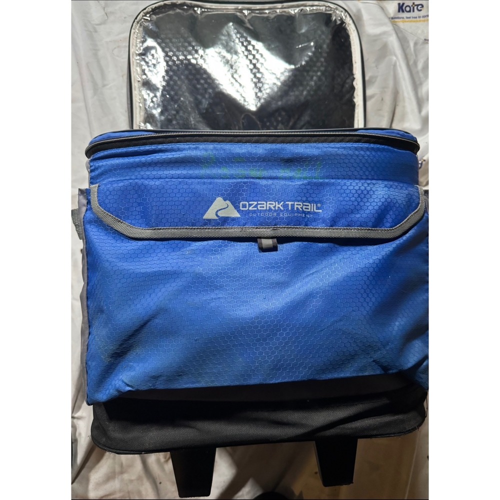 Ozark Trail Rolling Cooler Bag Blue Soft Sided Insulated 42 Can Wheel Handle
